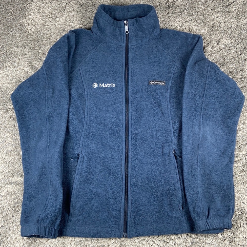 Columbia Benton Springs Full Zip Jacket Womens L Blue Fleece Logo Outdoor Gorp
